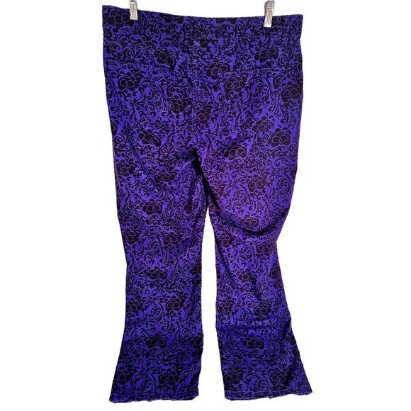 Talbots Petites 14P Women's Purple Black Floral Pants Straight Leg Thin Cool - Picture 2 of 11